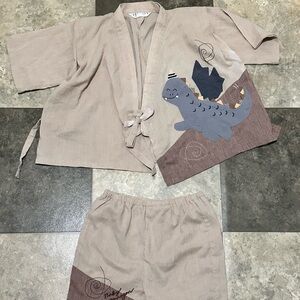 Adorable Beige and Brown Dinosaur Kids Set